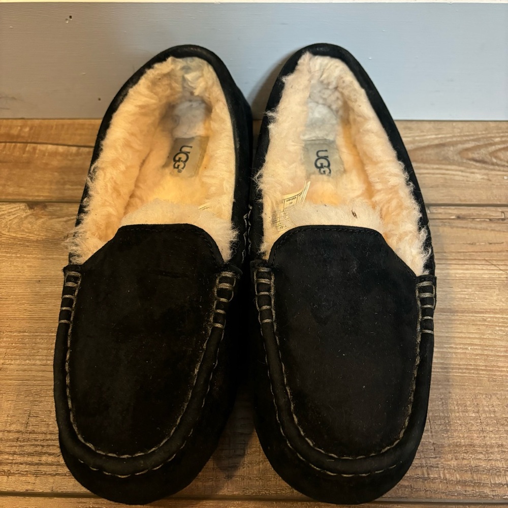 UGG Ansley Moccasin Suede/Shearling Slippers Size 8